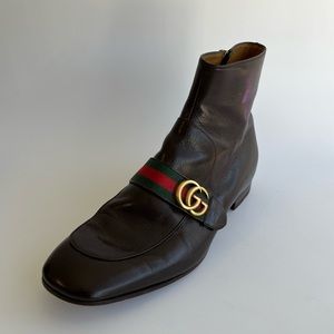 Gucci Donnie Boots Men’s Size 10.5 with Red & Green Strap and Gold GG